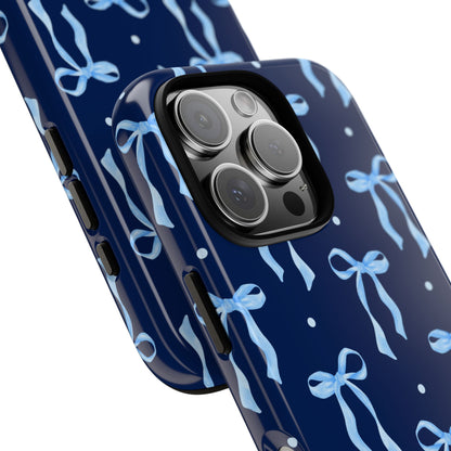 Bows & Blues Phone Case – Aesthetic Ribbon Print | Fits iPhone & Samsung - JGUS
