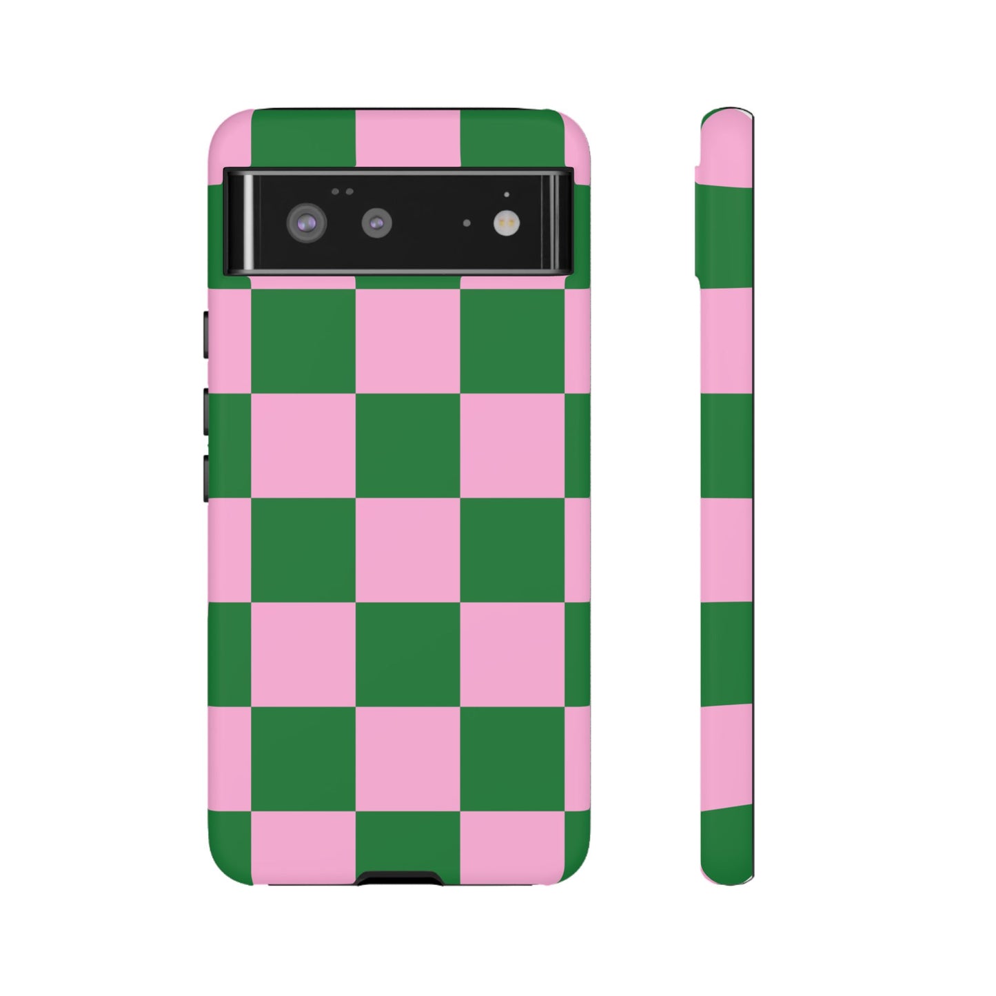 Pink Retro Checkered Phone Case – 90s Aesthetic, Vintage Grid Pattern for iPhone & Samsung - JGUS