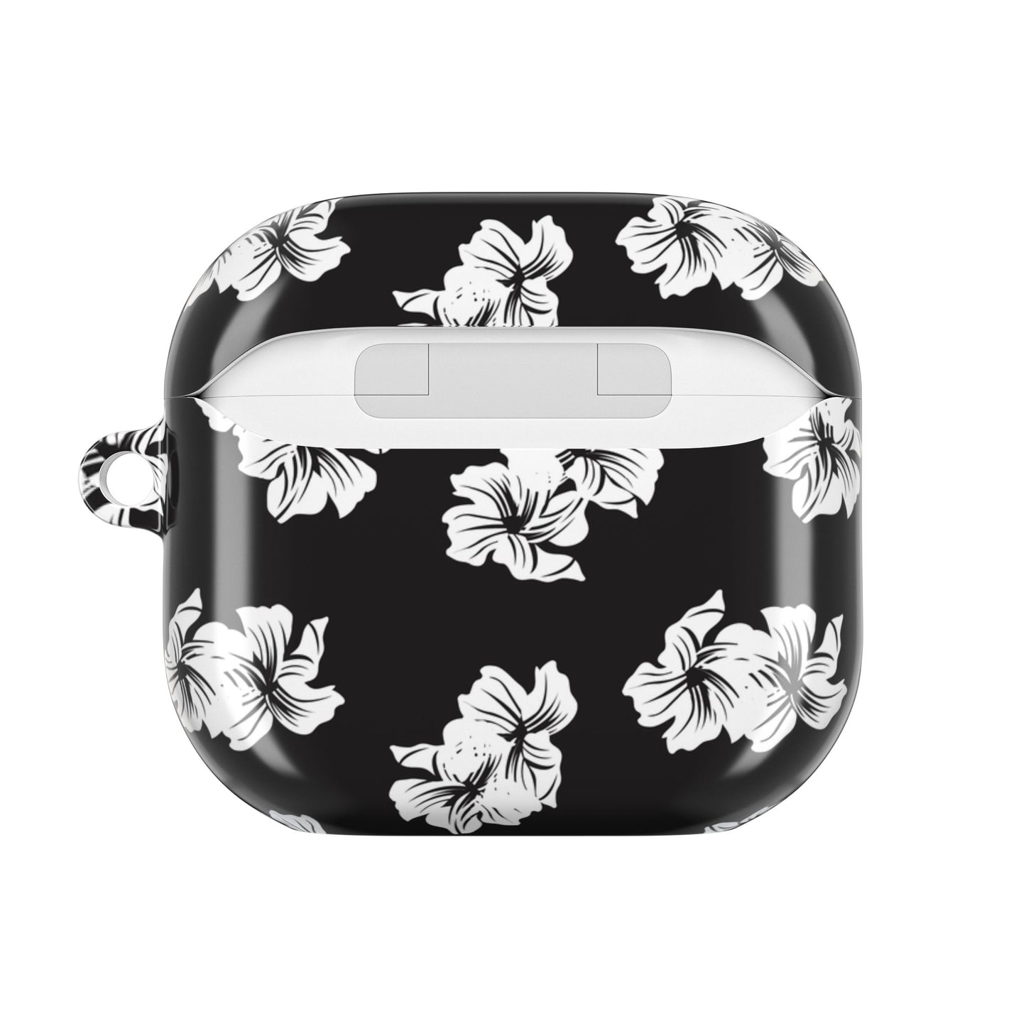 Black & White Floral Shockproof & Scratch-Resistant AirPods Case – Wireless Charging Compatible
