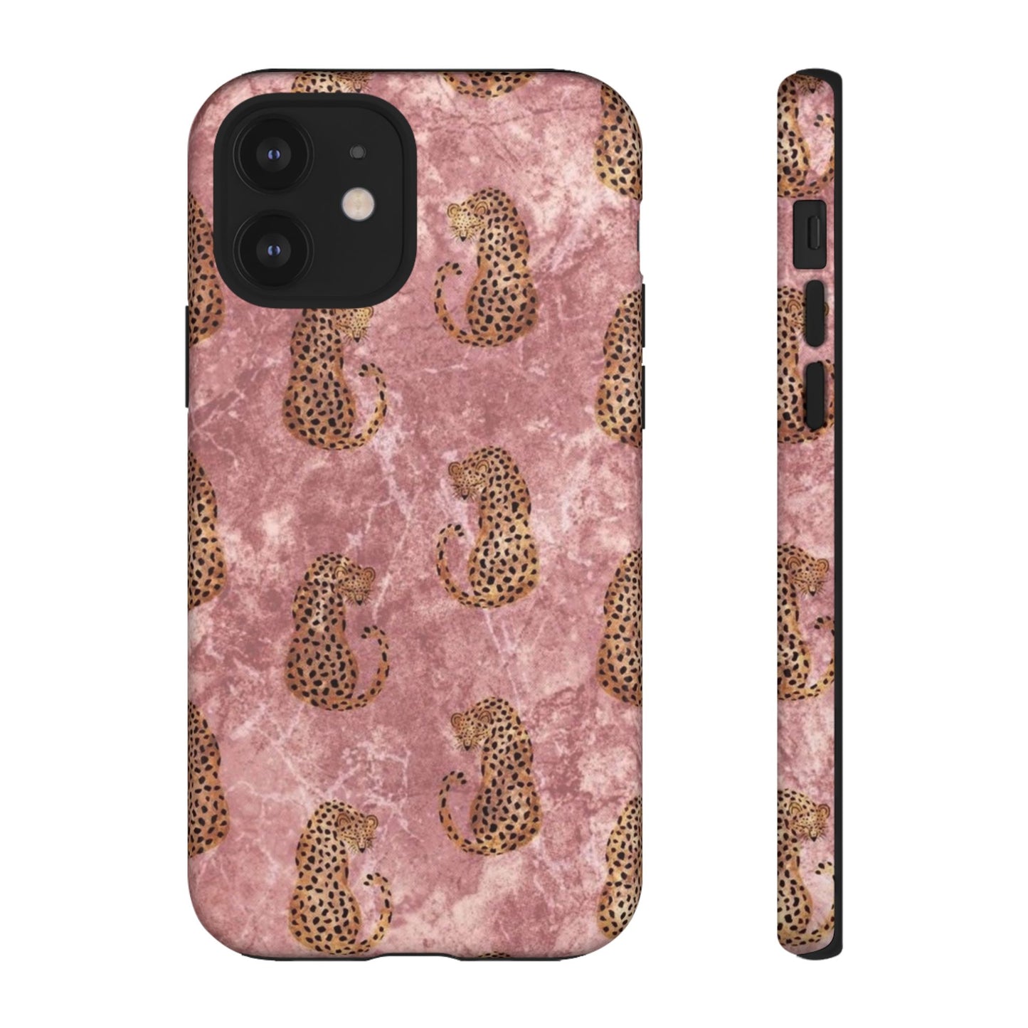 Pink Leopard Print Marble Phone Case – Cute Animal Design for iPhone & Samsung