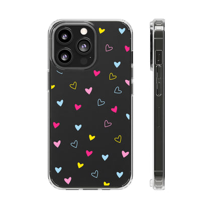 Transparent Heart Design Pattern Clear Phone Case