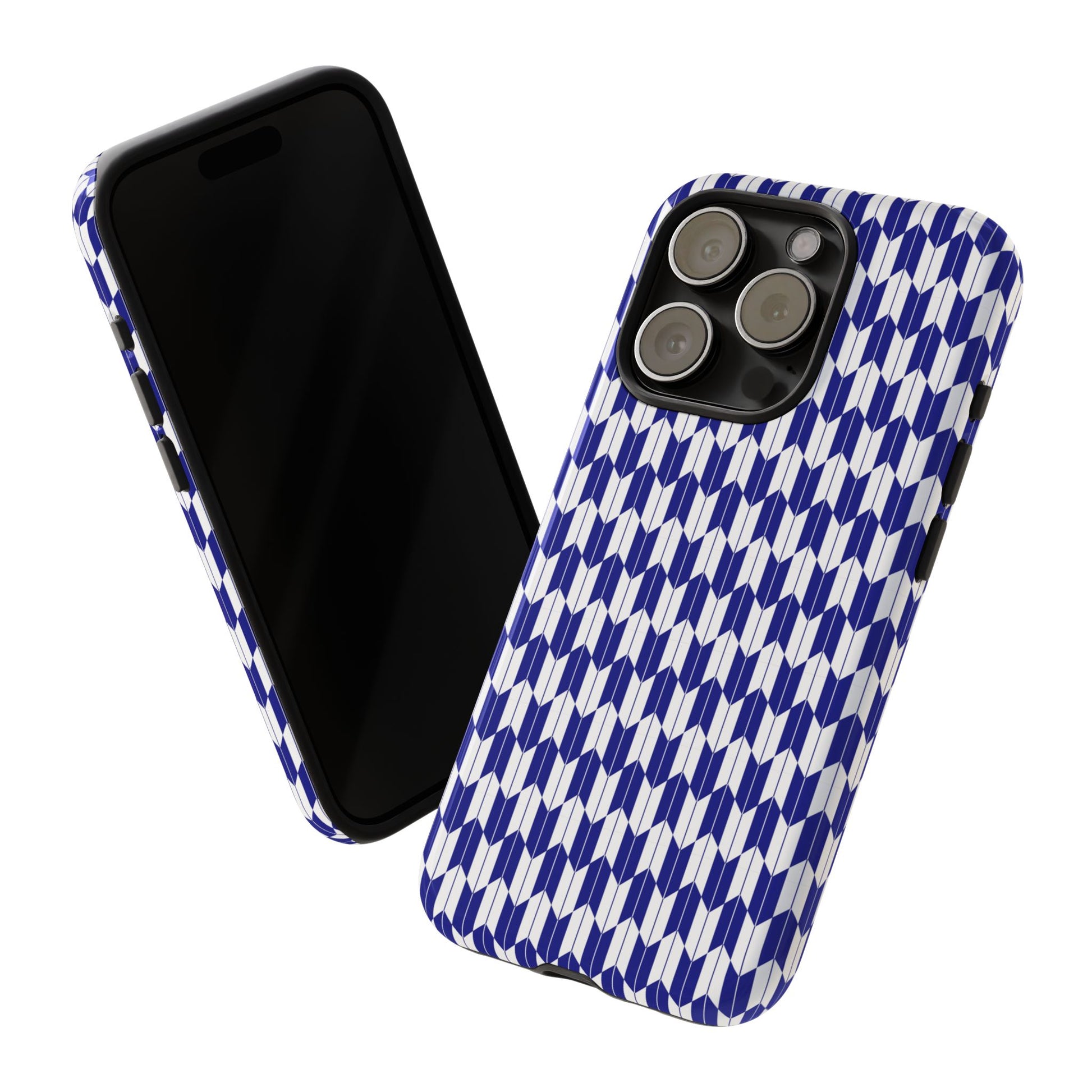 Navy Blue Geometric Phone Case for iPhone Samsung Pixel – Minimal Pattern Modern Aesthetic - JGUS