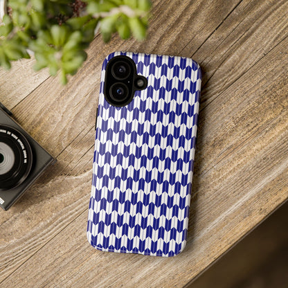 Navy Blue Geometric Phone Case for iPhone Samsung Pixel – Minimal Pattern Modern Aesthetic - JGUS