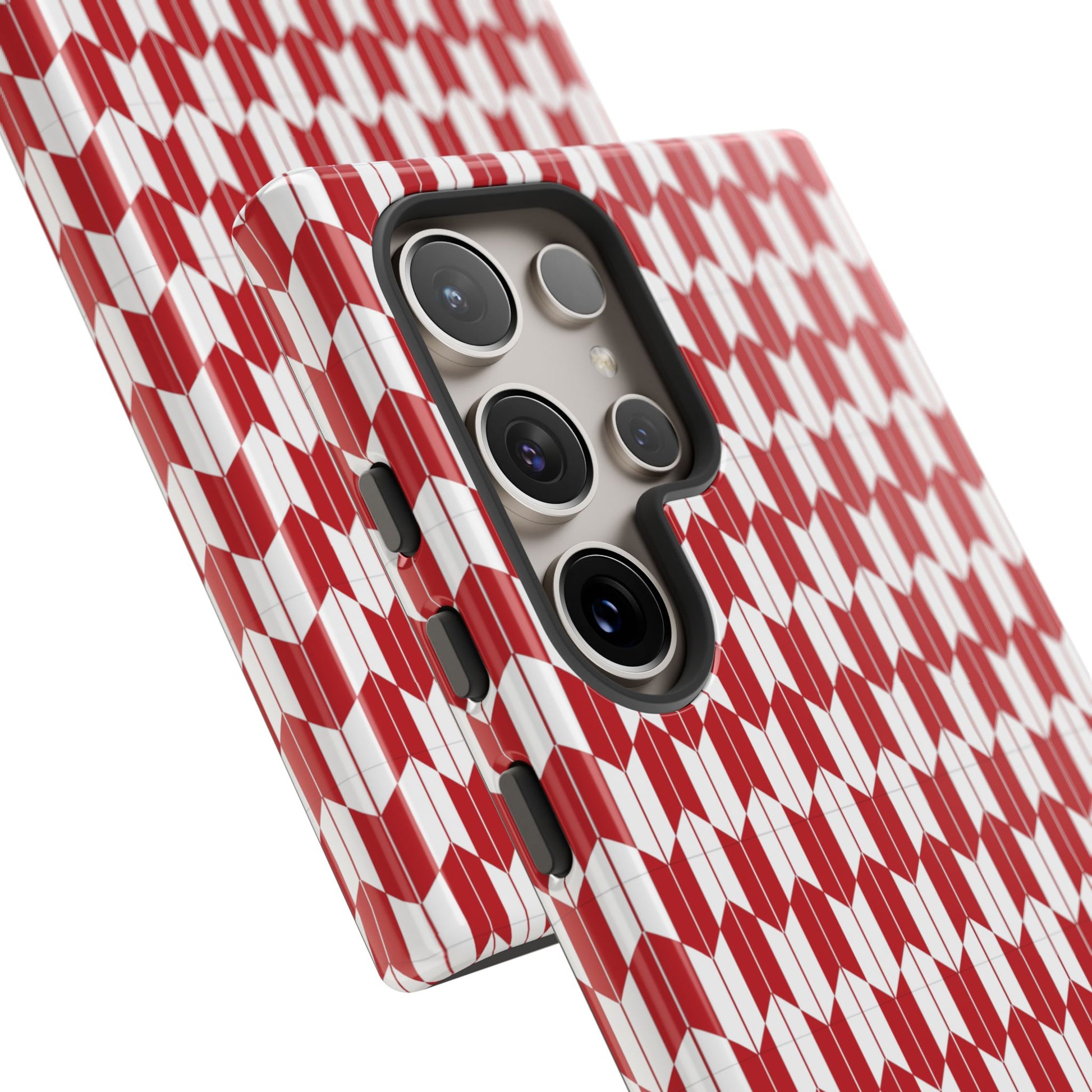 Red Geometric Phone Case for iPhone Samsung Pixel – Bold Pattern Aesthetic Modern Design - JGUS