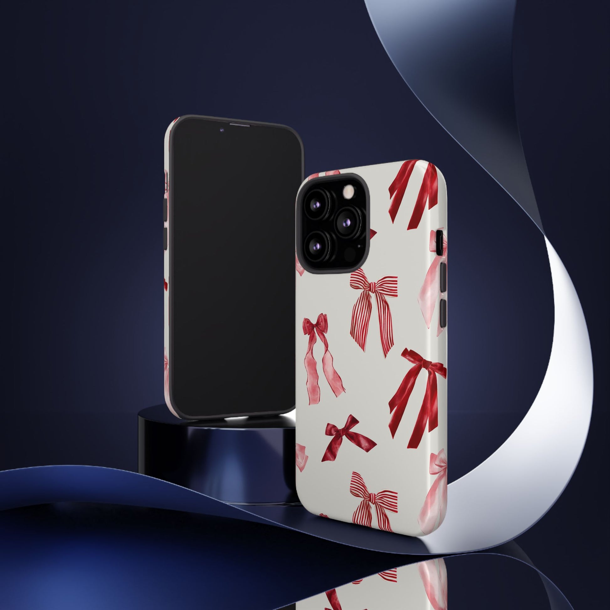 Burgundy Chic Bow Design Phone Case - JGUS