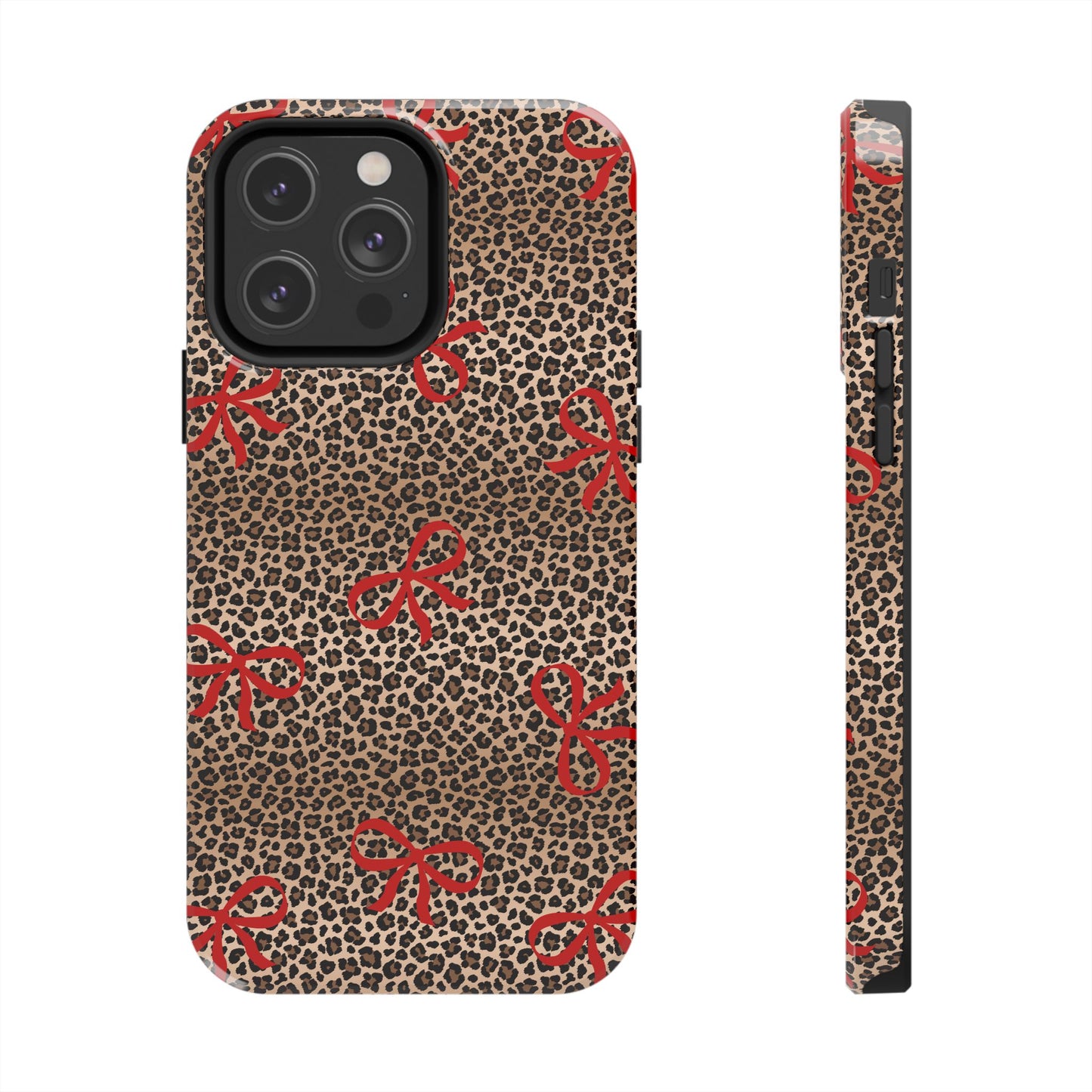 Bold Bow Leopard Print Phone Case – Aesthetic Protective Cover for iPhone & Samsung - Fashionable Animal Print Cover