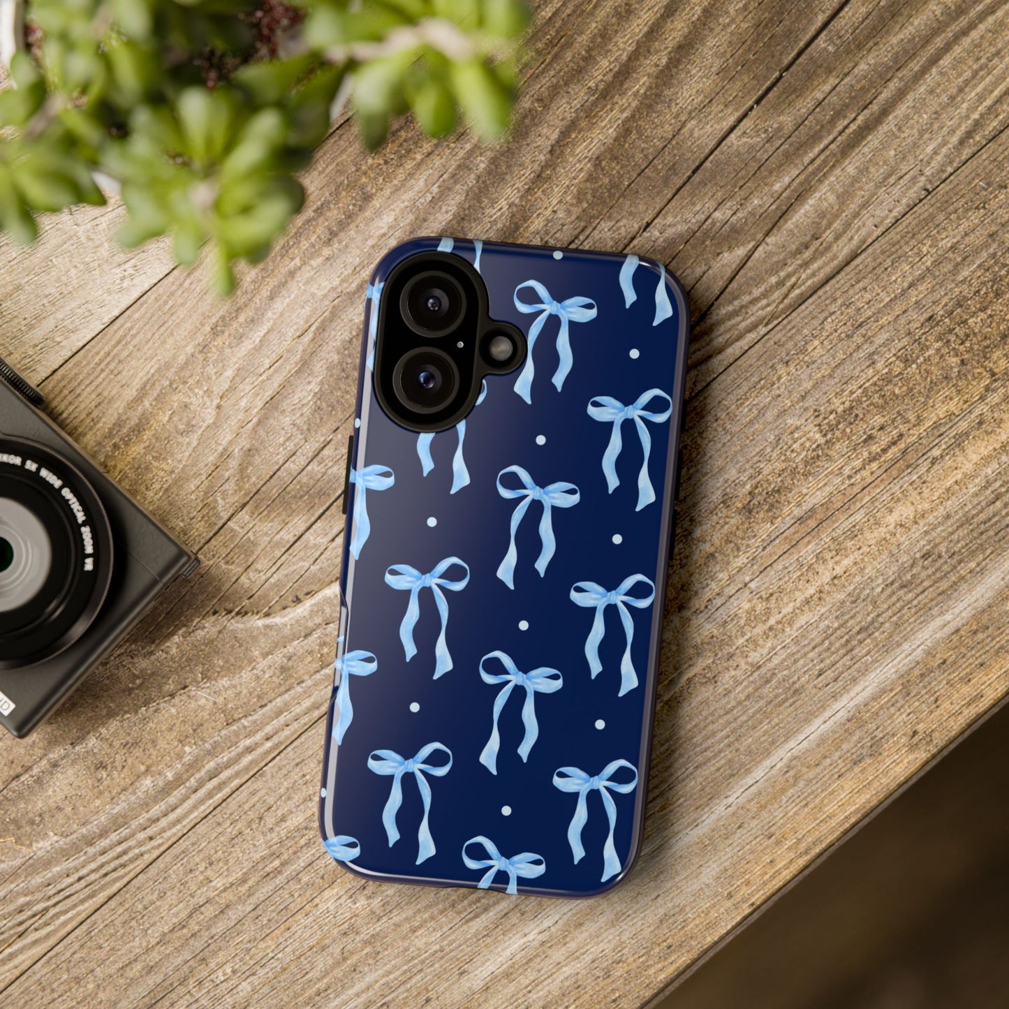 Bows & Blues Phone Case – Aesthetic Ribbon Print | Fits iPhone & Samsung - JGUS