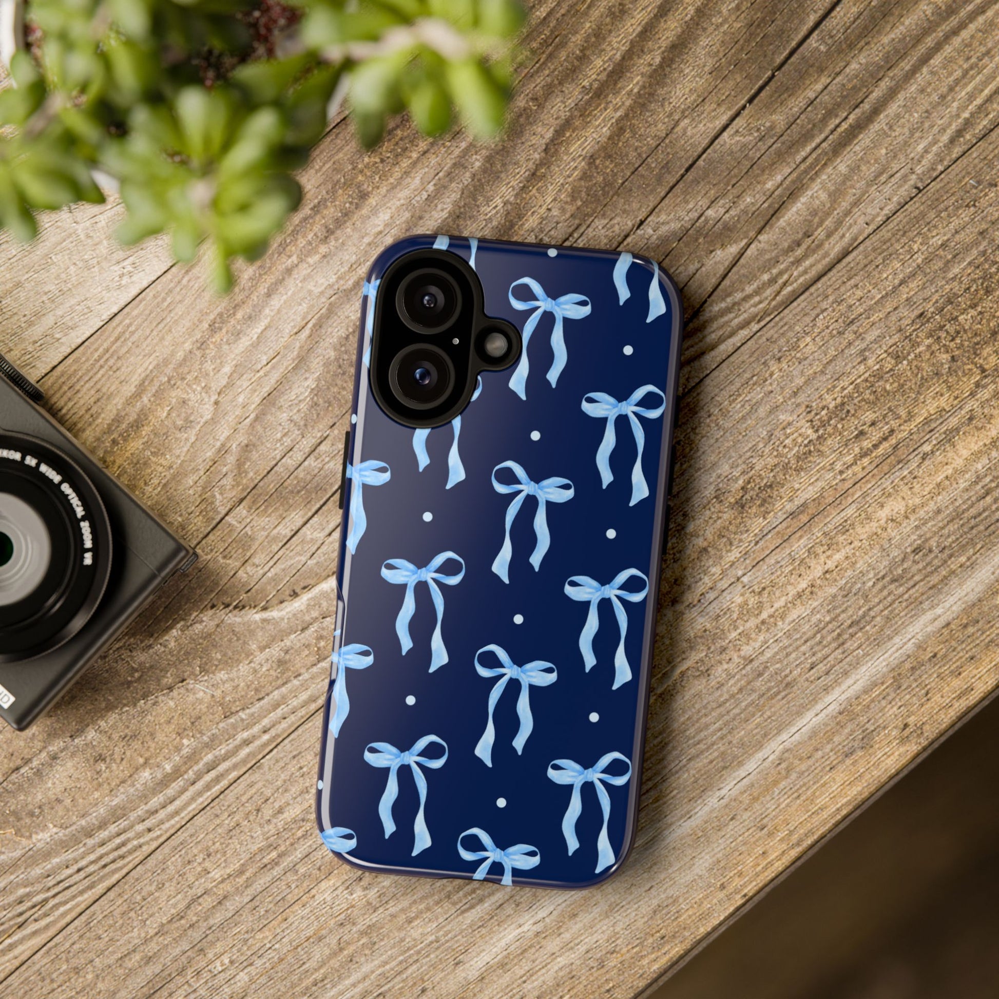 Bows & Blues Phone Case – Aesthetic Ribbon Print | Fits iPhone & Samsung - JGUS