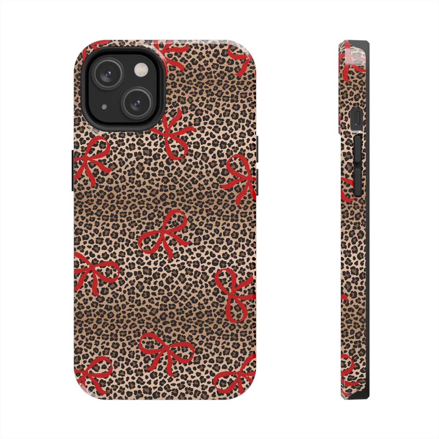 Bold Bow Leopard Print Phone Case – Aesthetic Protective Cover for iPhone & Samsung - Fashionable Animal Print Cover