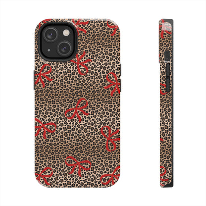 Bold Bow Leopard Print Phone Case – Aesthetic Protective Cover for iPhone & Samsung - Fashionable Animal Print Cover