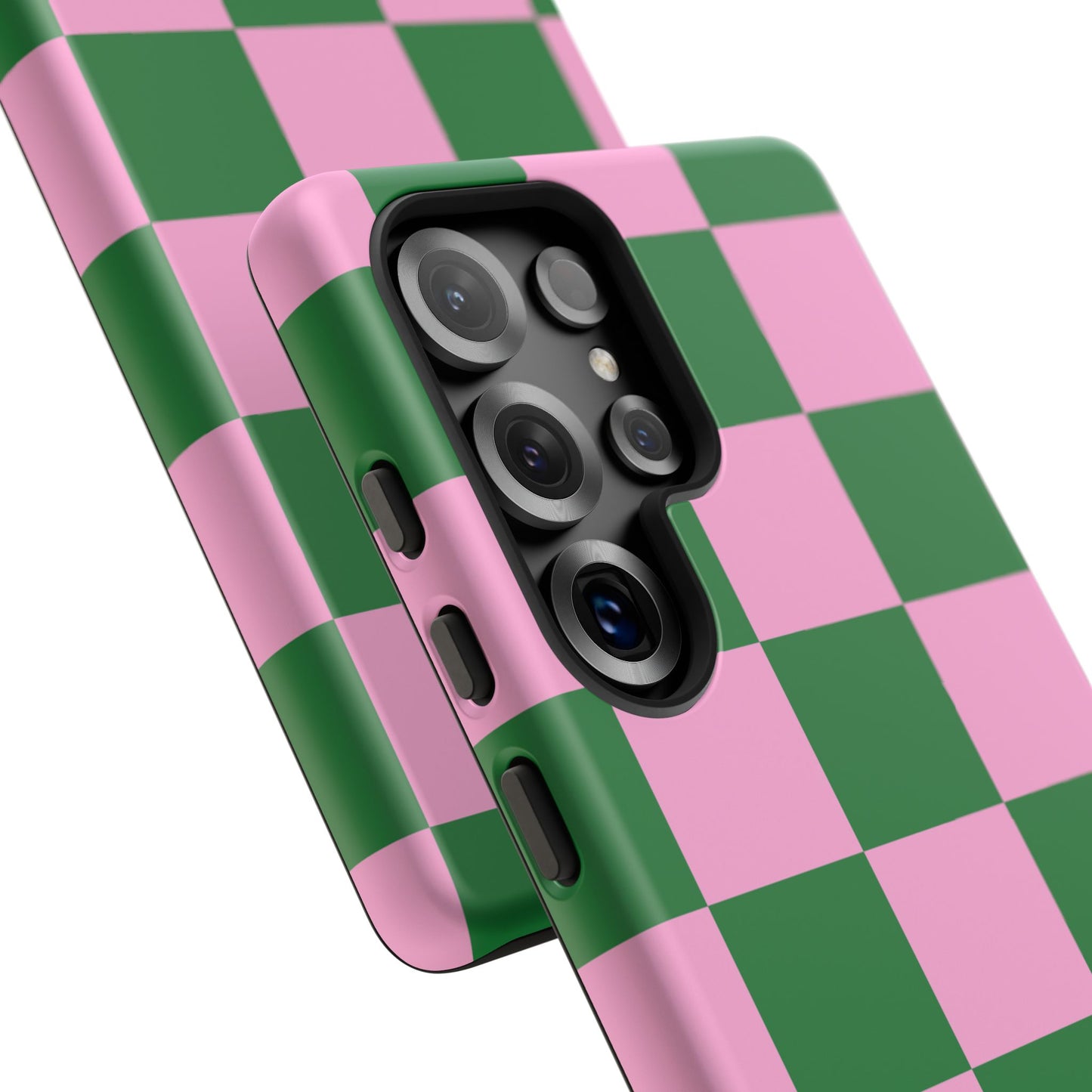 Pink Retro Checkered Phone Case – 90s Aesthetic, Vintage Grid Pattern for iPhone & Samsung - JGUS