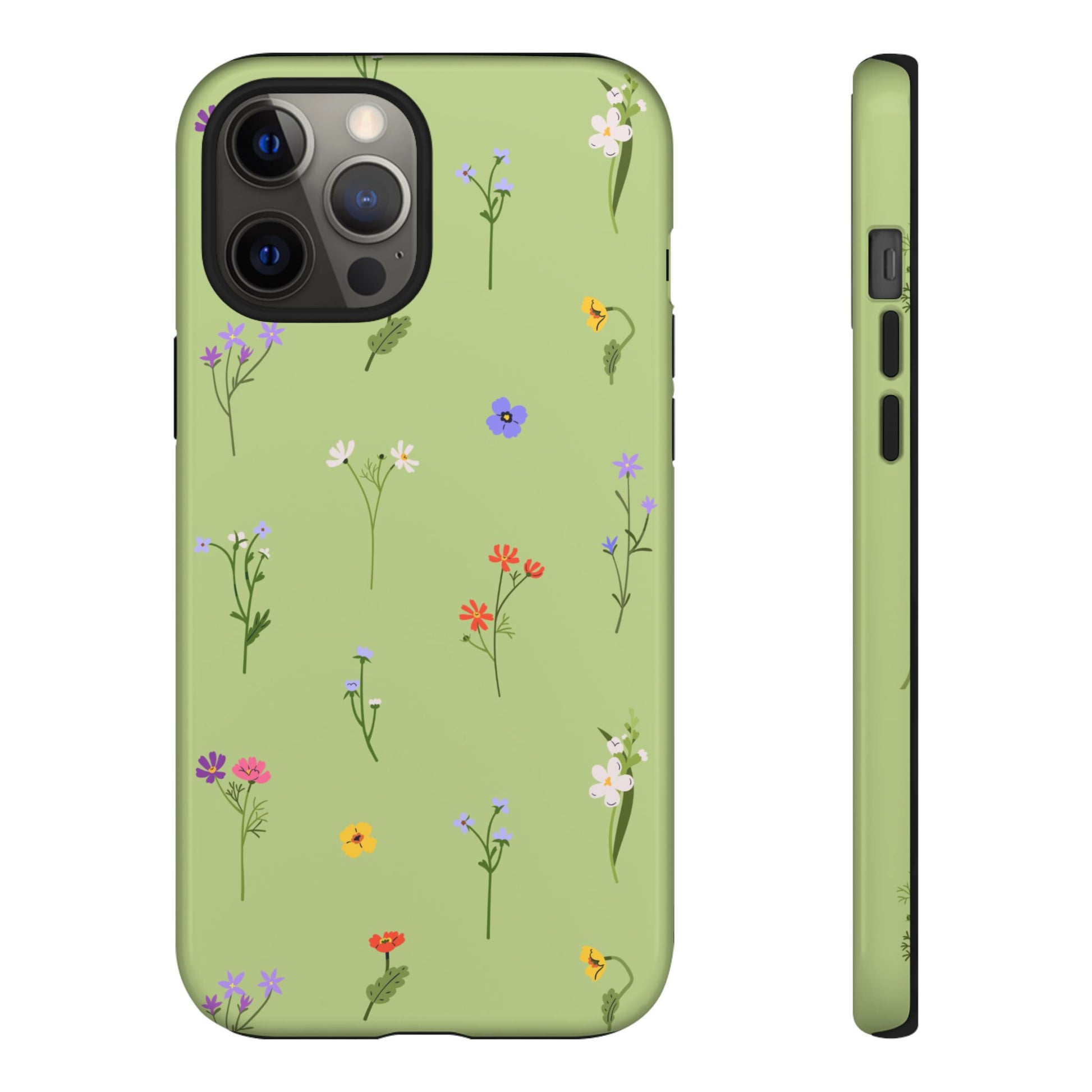 Pastel Green Wildflower Phone Case – Cute Floral Pattern for iPhone & Samsung - JGUS