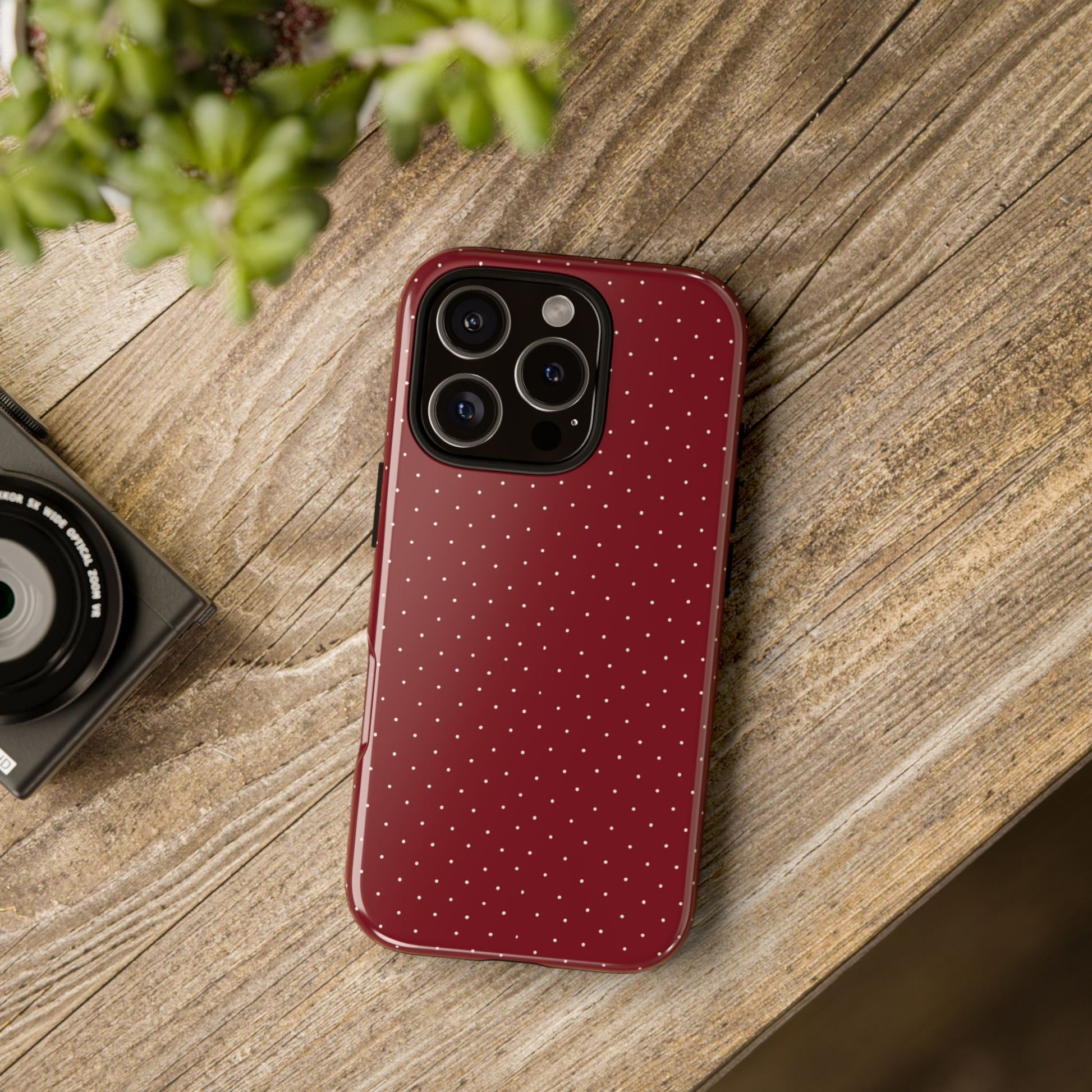 Burgundy  & White Dots Case - JGUS