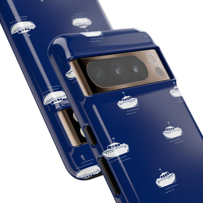 Blue Boat Phone Case – Calm Ocean Pattern for iPhone & Samsung, Durable & Stylish Protection - JGUS