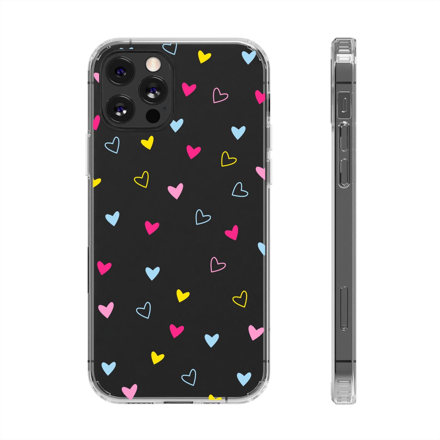 Transparent Heart Design Pattern Clear Phone Case