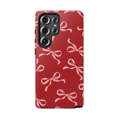 Pink Bows on Red Phone Case - JGUS