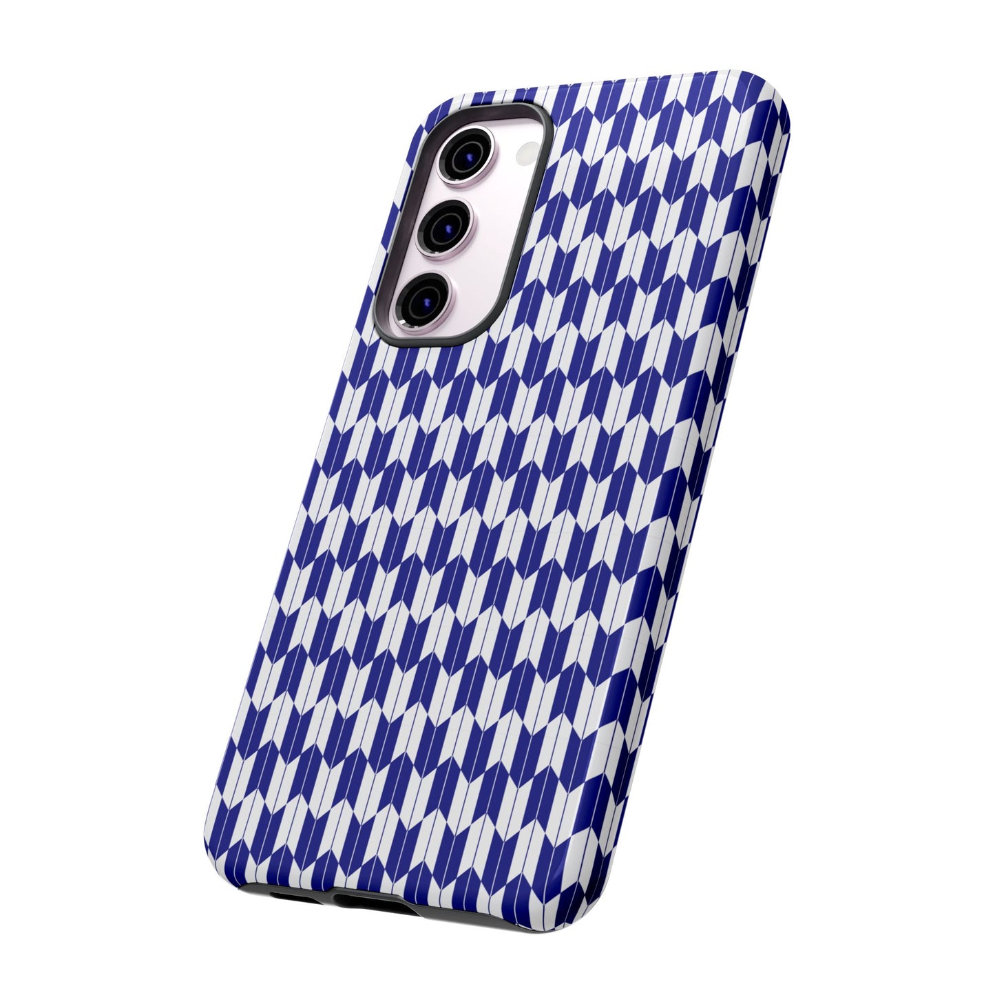 Navy Blue Geometric Phone Case for iPhone Samsung Pixel – Minimal Pattern Modern Aesthetic - JGUS