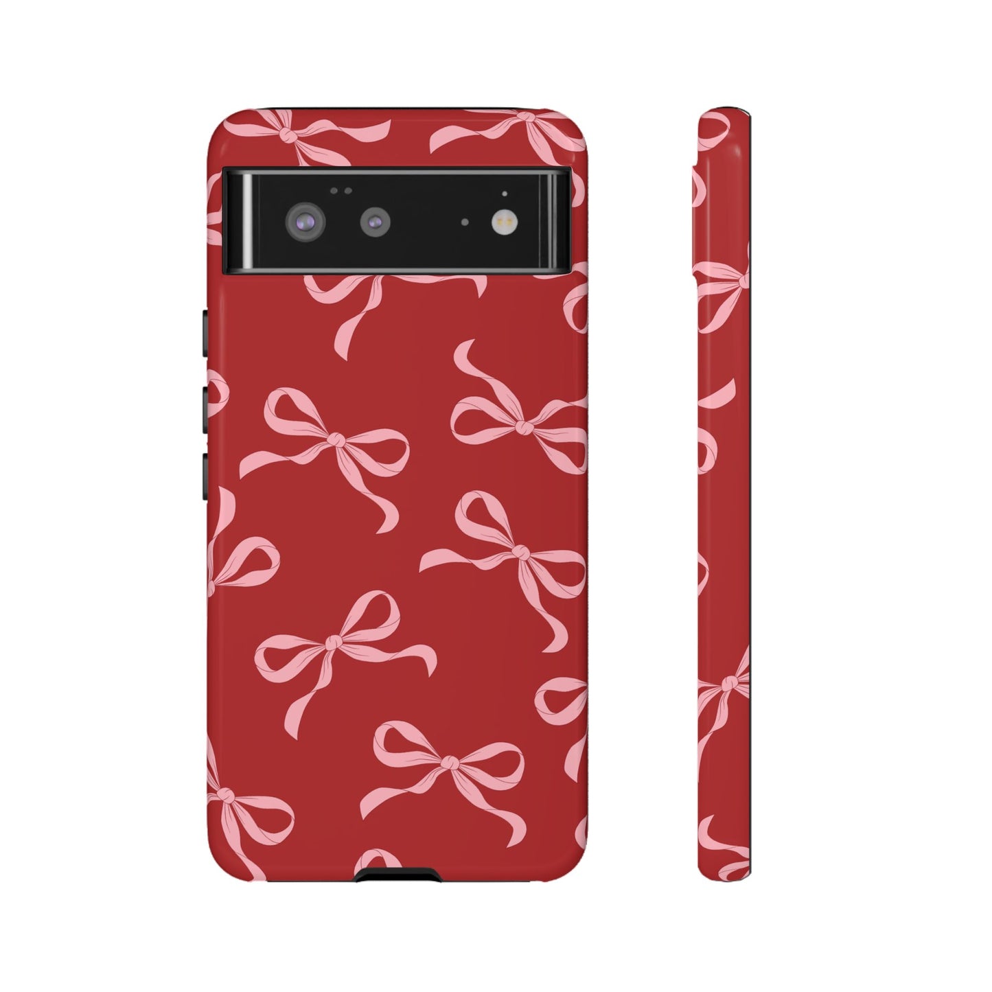 Pink Bows on Red Phone Case - JGUS