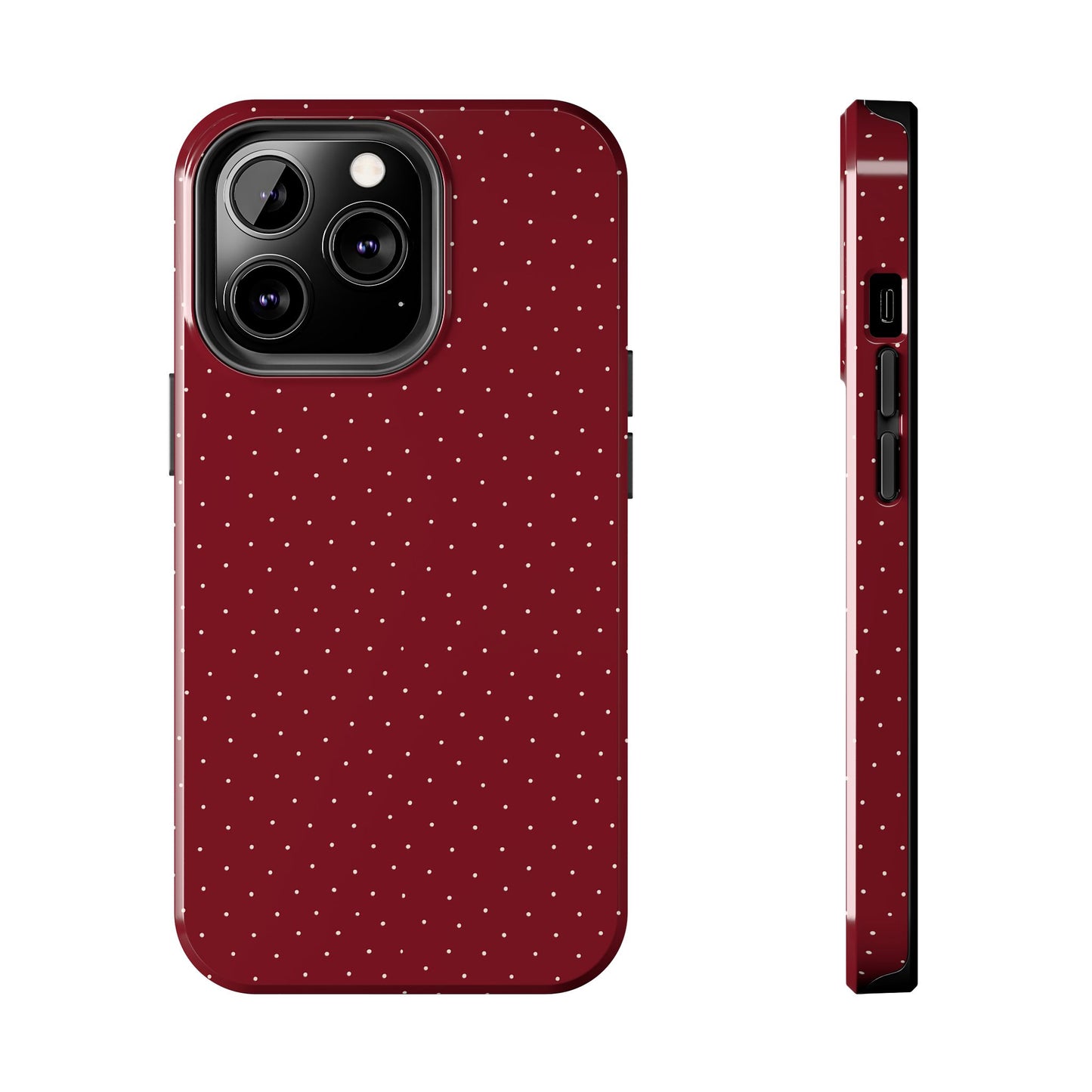 Burgundy  & White Dots Case