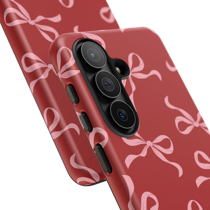 Pink Bows on Red Phone Case - JGUS