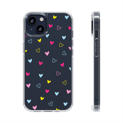Transparent Heart Design Pattern Clear Phone Case