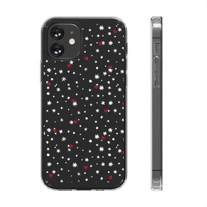 Snowy Hearts Clear Phone Case