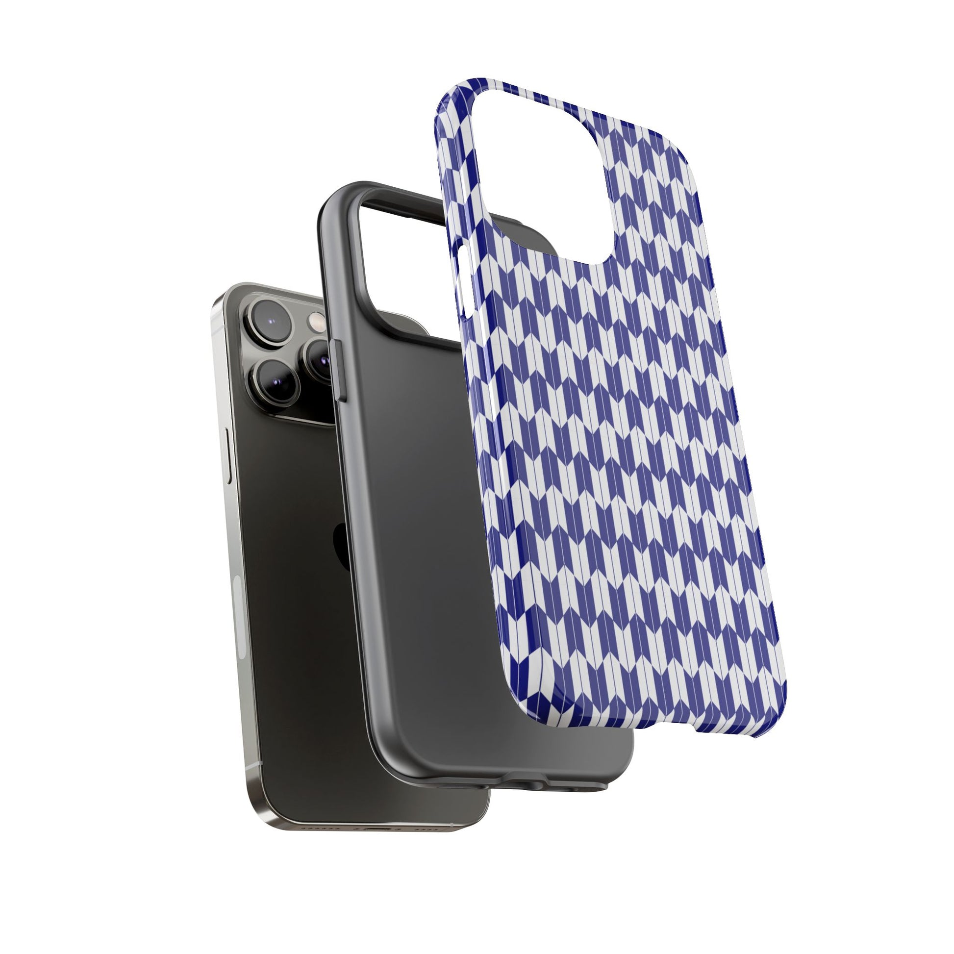Navy Blue Geometric Phone Case for iPhone Samsung Pixel – Minimal Pattern Modern Aesthetic - JGUS