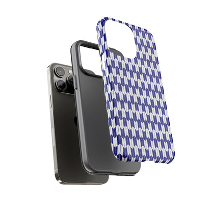 Navy Blue Geometric Phone Case for iPhone Samsung Pixel – Minimal Pattern Modern Aesthetic - JGUS
