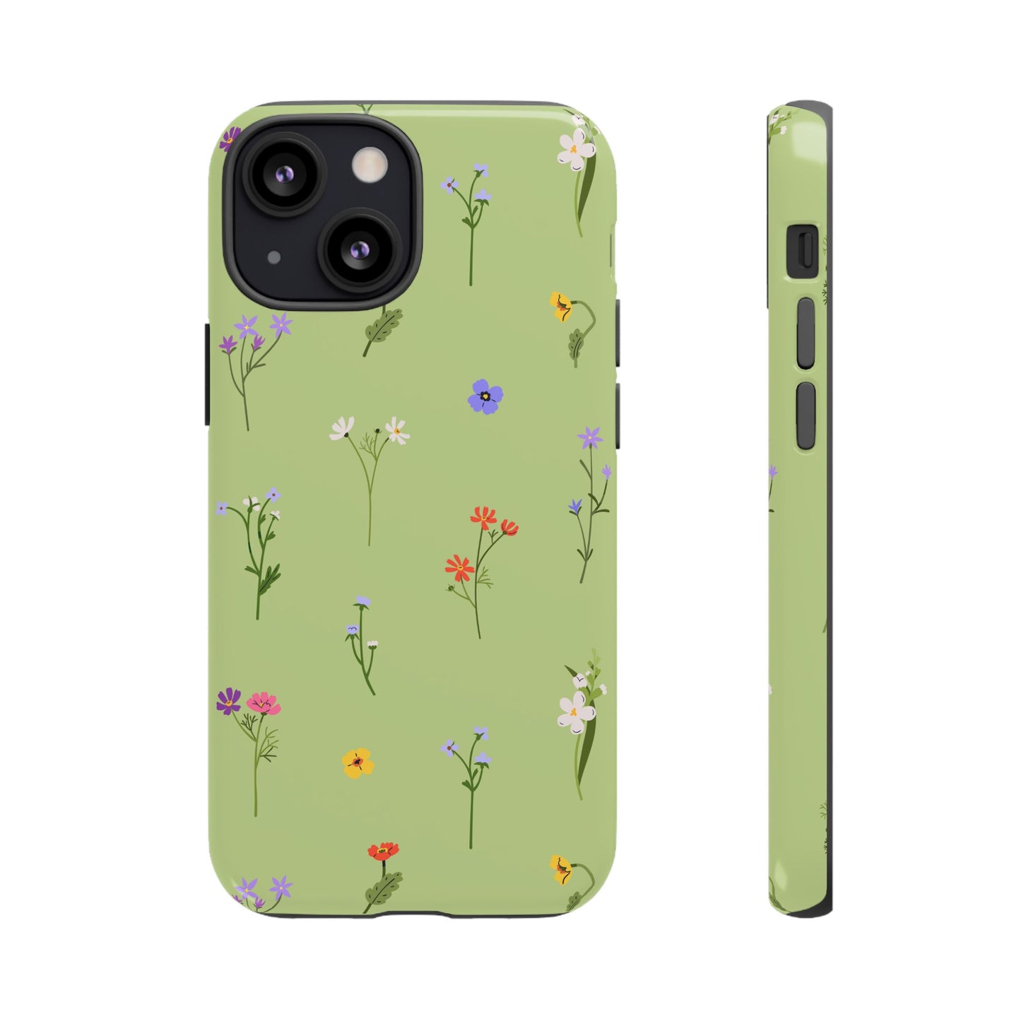 Pastel Green Wildflower Phone Case – Cute Floral Pattern for iPhone & Samsung
