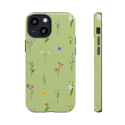 Pastel Green Wildflower Phone Case – Cute Floral Pattern for iPhone & Samsung
