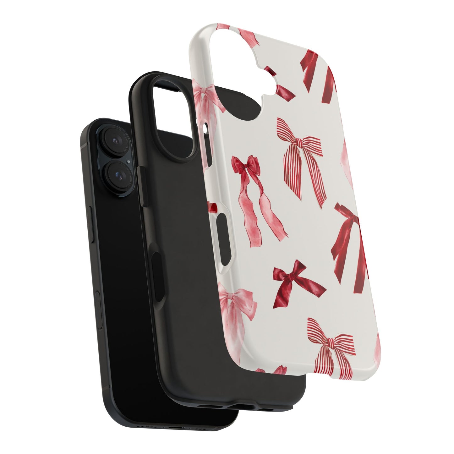 Burgundy Chic Bow Design Phone Case – Customizable, Dual-Layer Protection for iPhone & Samsung