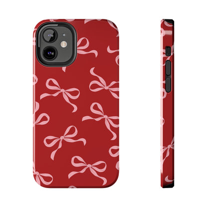 Pink Bows on Red Phone Case