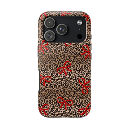 Bold Bow Leopard Print Phone Case – Aesthetic Protective Cover for iPhone & Samsung - Fashionable Animal Print Cover