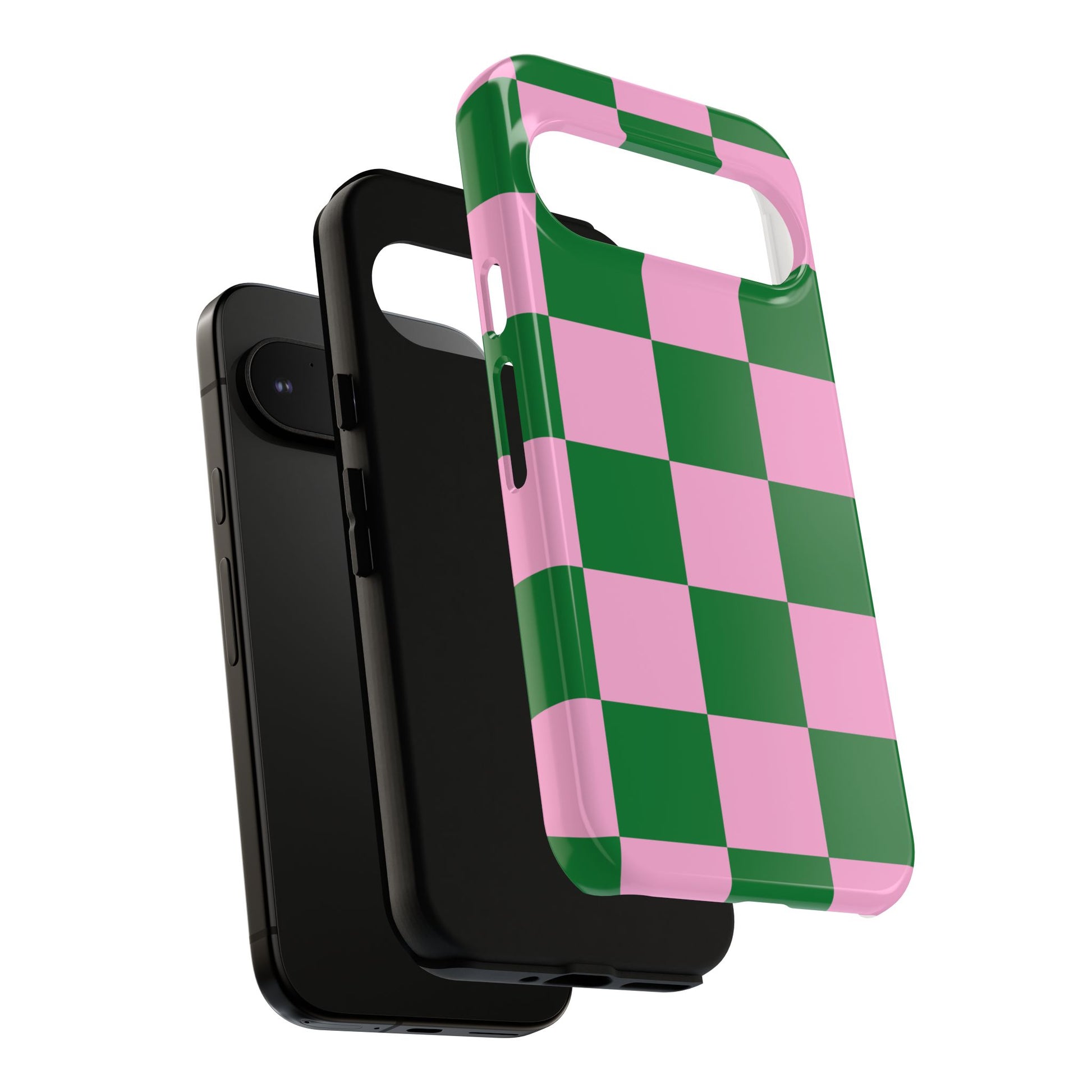 Pink Retro Checkered Phone Case – 90s Aesthetic, Vintage Grid Pattern for iPhone & Samsung - JGUS