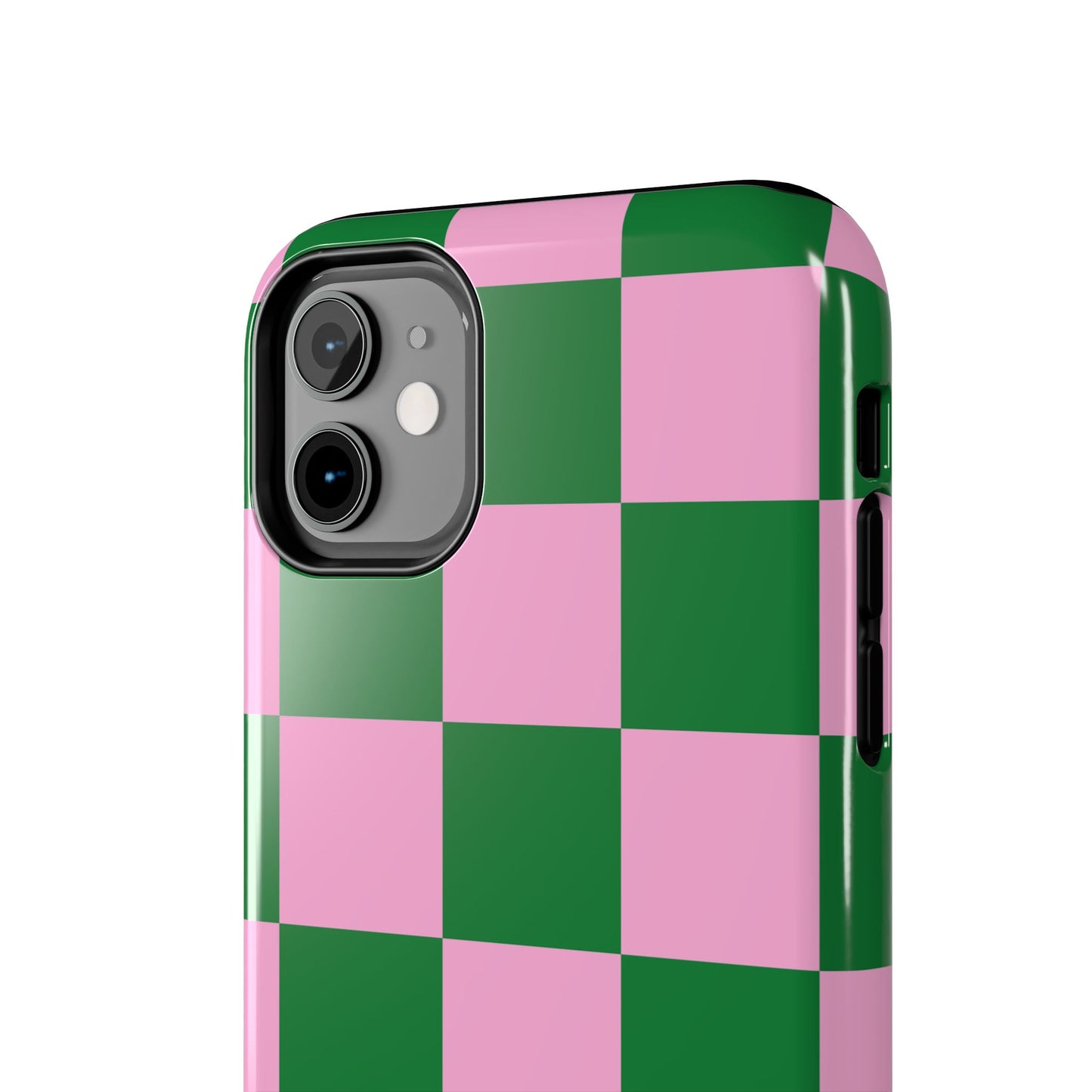 Pink Retro Checkered Phone Case – 90s Aesthetic, Vintage Grid Pattern for iPhone & Samsung