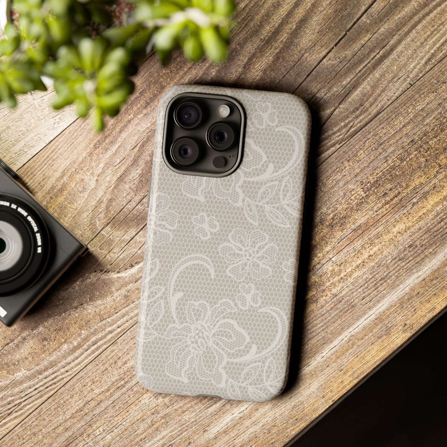 Lace Phone Case for iPhone Samsung Pixel – Cream Floral Elegant Aesthetic - JGUS