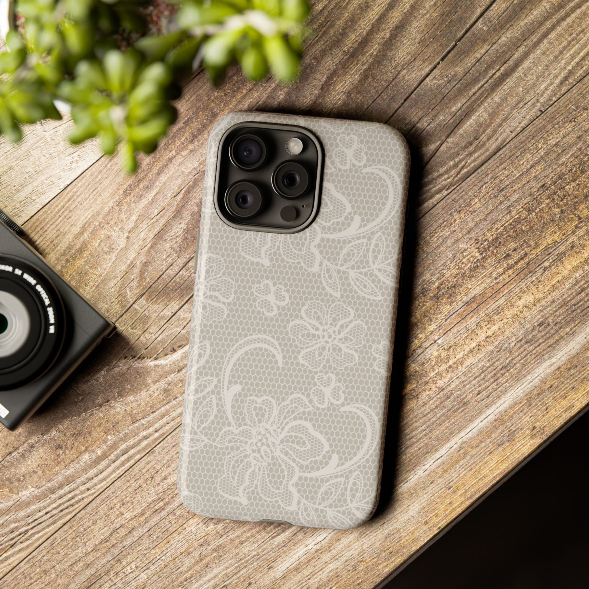 Lace Phone Case for iPhone Samsung Pixel – Cream Floral Elegant Aesthetic - JGUS