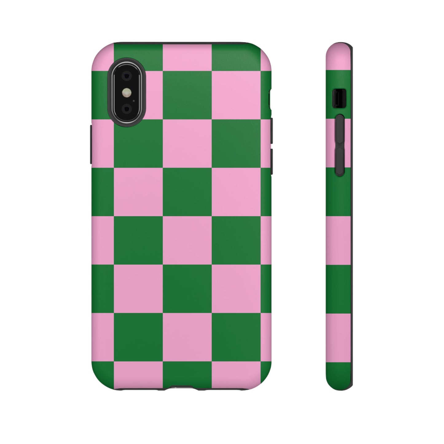 Pink Retro Checkered Phone Case – 90s Aesthetic, Vintage Grid Pattern for iPhone & Samsung - JGUS