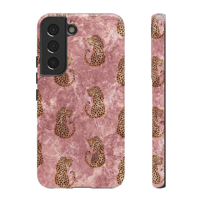 Pink Leopard Print Marble Phone Case – Cute Animal Design for iPhone & Samsung