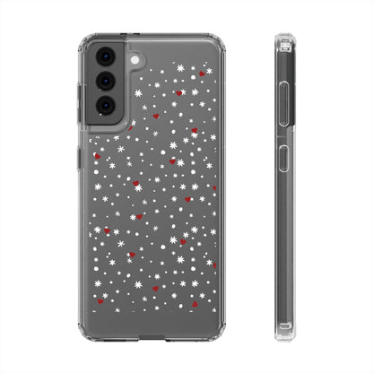 Snowy Hearts Clear Phone Case