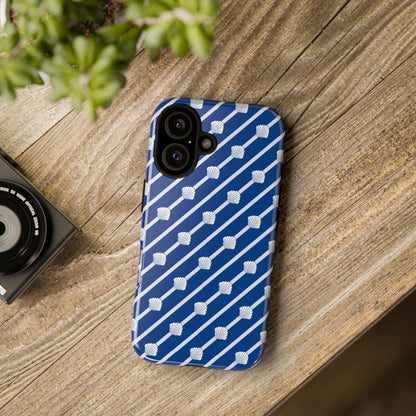 Navy Blue Seashell Phone Case for iPhone Samsung Pixel – Nautical Coastal Stripe Aesthetic - JGUS