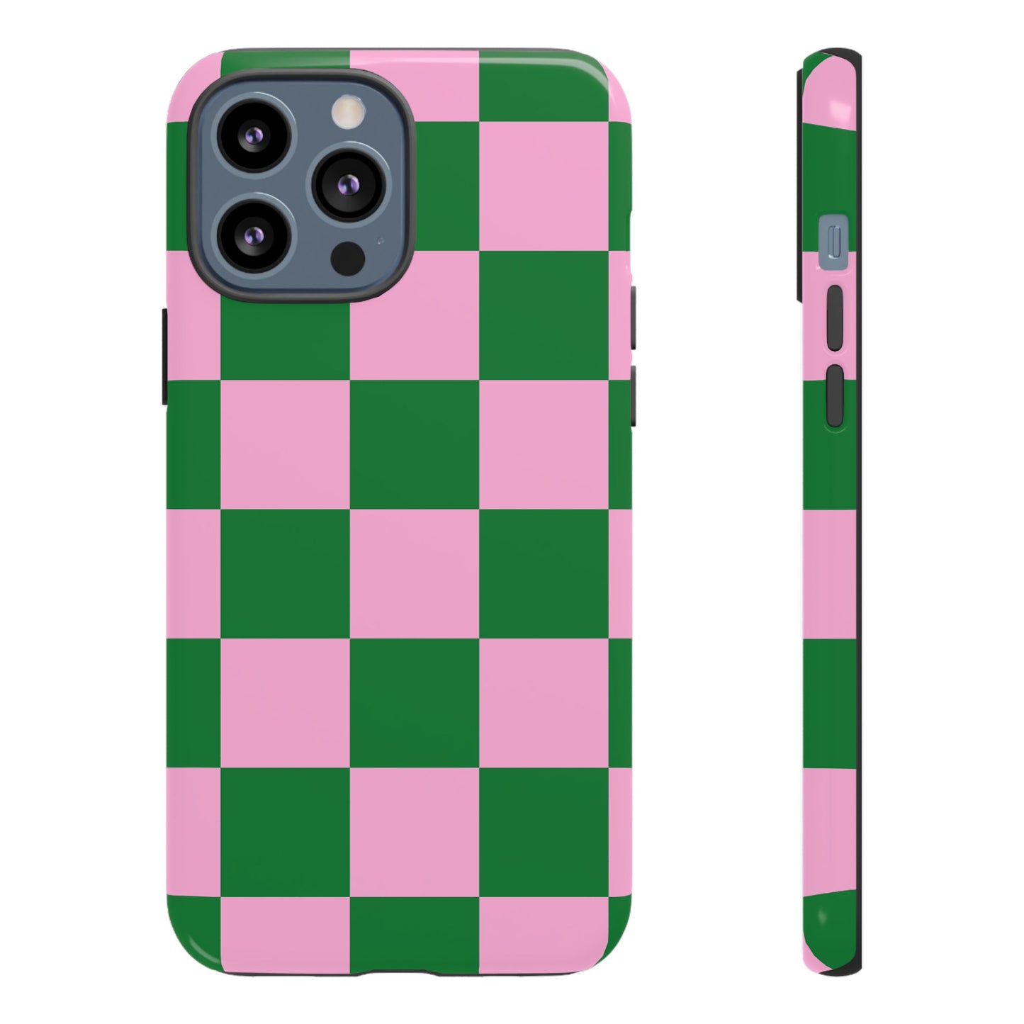 Pink Retro Checkered Phone Case – 90s Aesthetic, Vintage Grid Pattern for iPhone & Samsung - JGUS