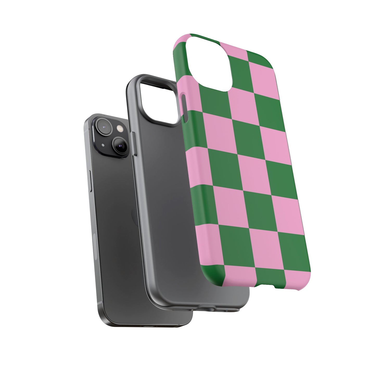 Pink Retro Checkered Phone Case – 90s Aesthetic, Vintage Grid Pattern for iPhone & Samsung - JGUS