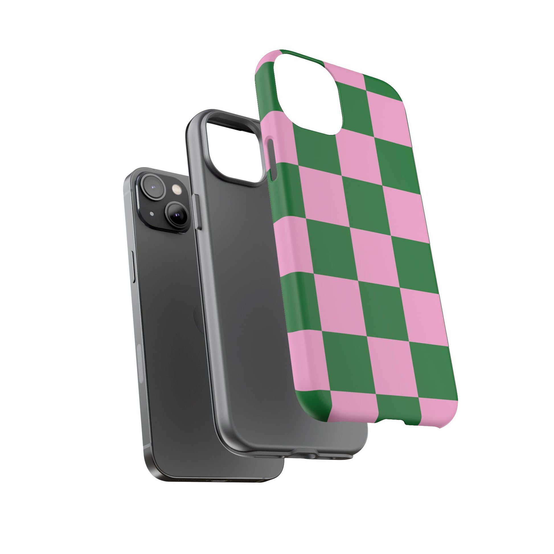 Pink Retro Checkered Phone Case – 90s Aesthetic, Vintage Grid Pattern for iPhone & Samsung - JGUS