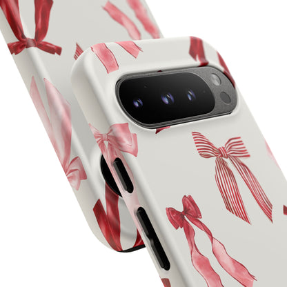 Burgundy Chic Bow Design Phone Case - JGUS
