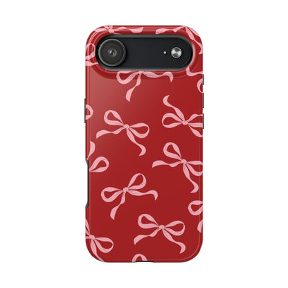 Pink Bows on Red Phone Case
