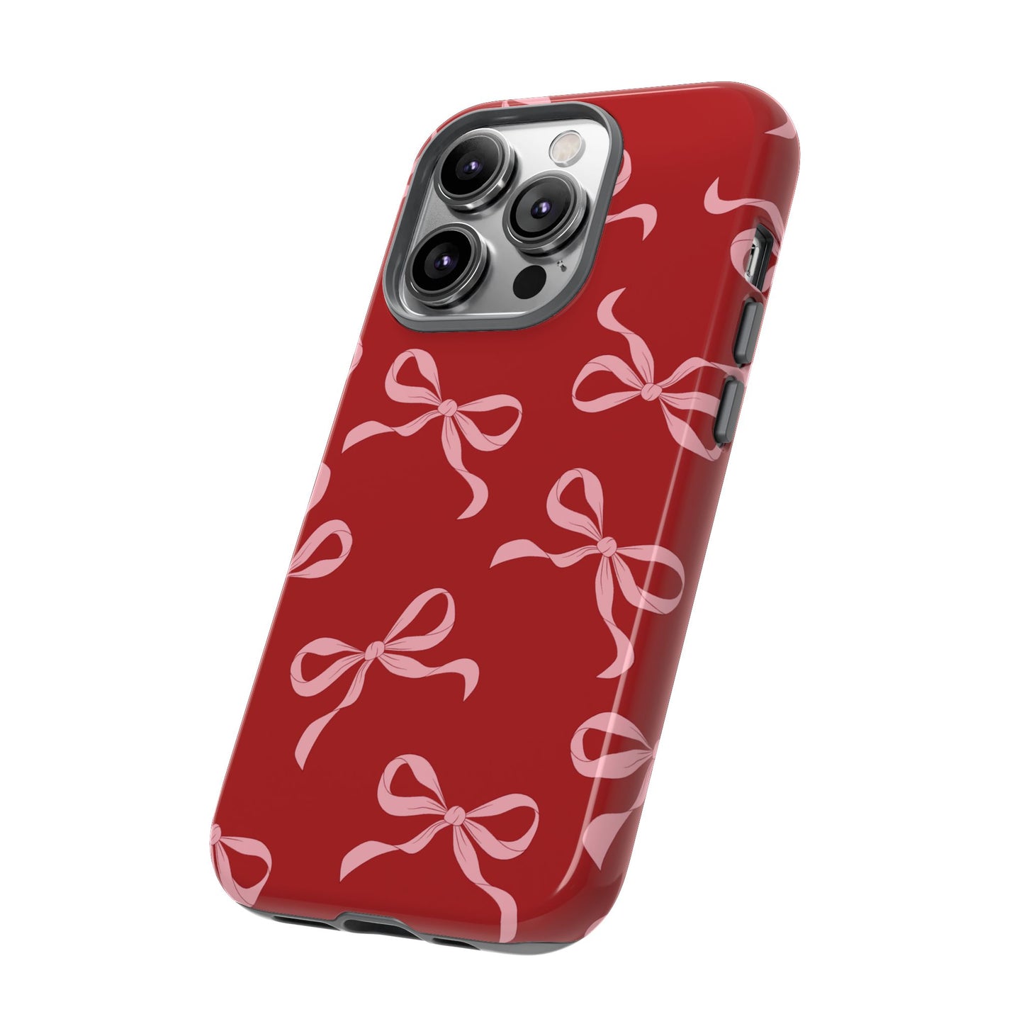 Pink Bows on Red Phone Case - JGUS