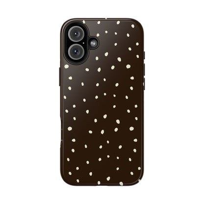 Velvet Mocha – Dark Brown Polka Dot iPhone Case | Dual-Layer Protection & Seasonal Style