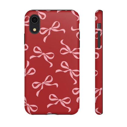 Pink Bows on Red Phone Case - JGUS