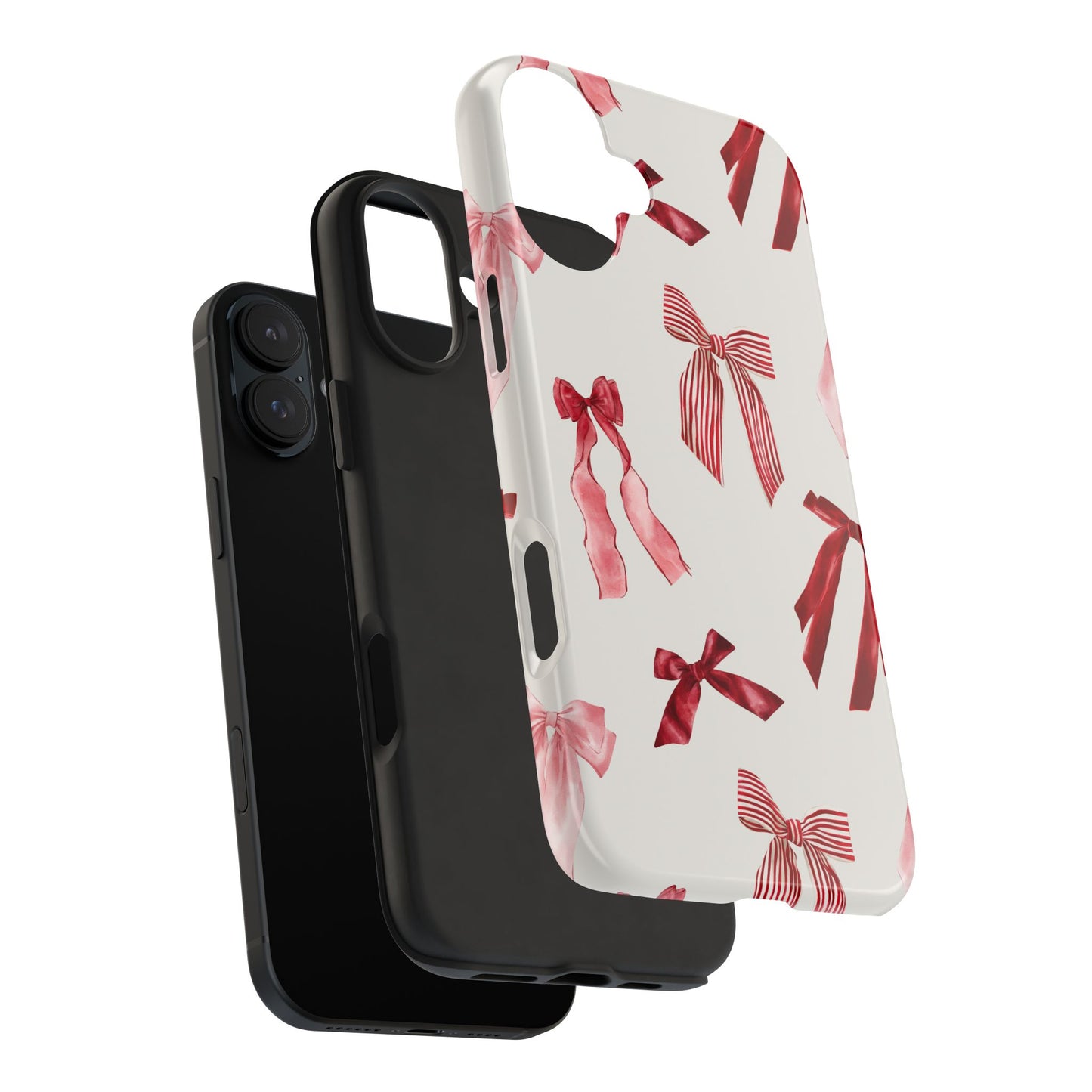 Burgundy Chic Bow Design Phone Case – Customizable, Dual-Layer Protection for iPhone & Samsung